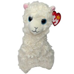 Ty Lily Llama Beanie Baby 8" Cream‎ Stuffed Plush Blue Glitter Eyes NWT 2018